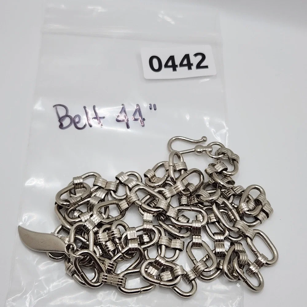 Vintage Silver Tone Chain Belt 44 Long Large Link Adjustable Statement Y2K Hip